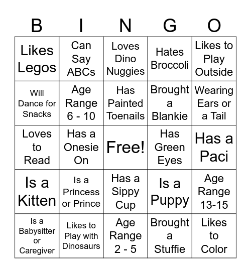 Getting to Know Us Bingo Card
