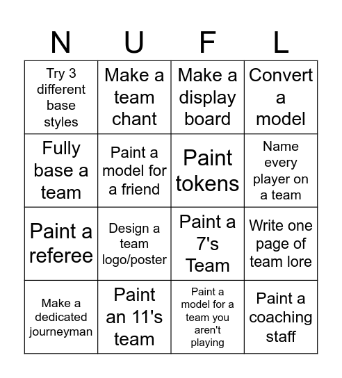 Blood Bowl Hobby Bingo Card