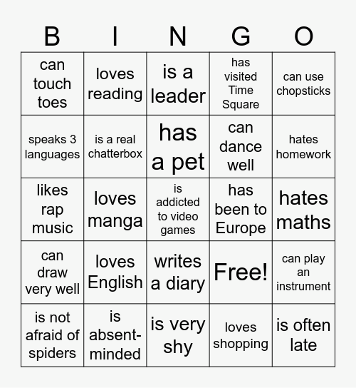 Find someone who ... Bingo Card