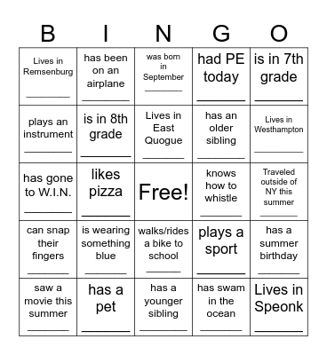 Find Someone Who... Bingo Card