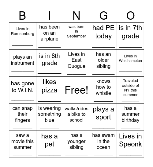 Find Someone Who... Bingo Card