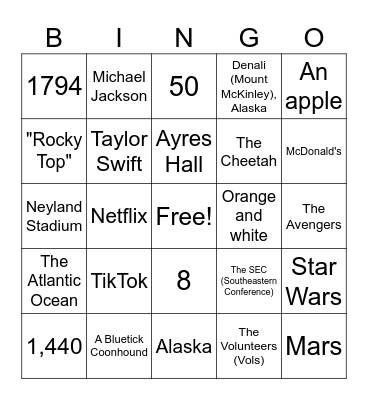 round 1 Bingo Card