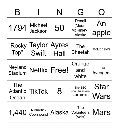 round 1 Bingo Card