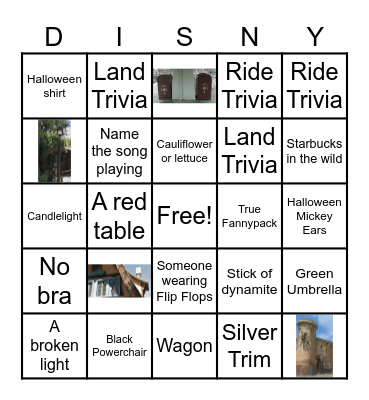 Parsons Disneyland Pin Bingo Card