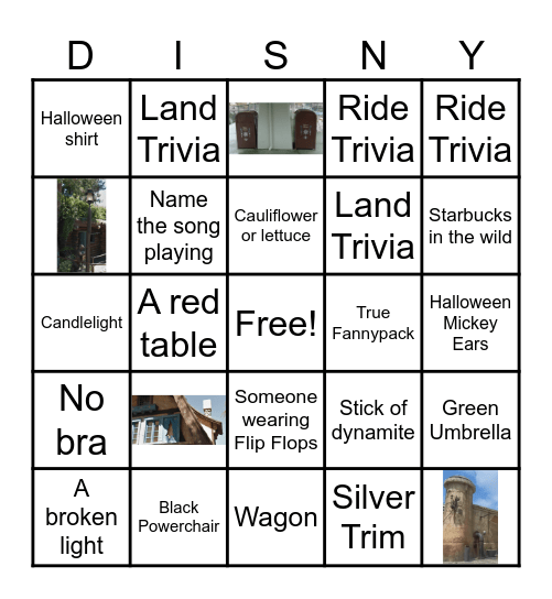 Parsons Disneyland Pin Bingo Card