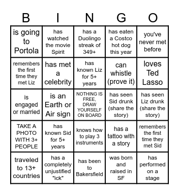 FIND SOMEONE WHO.... Bingo Card