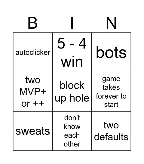 Bridge Duels Bingo Card