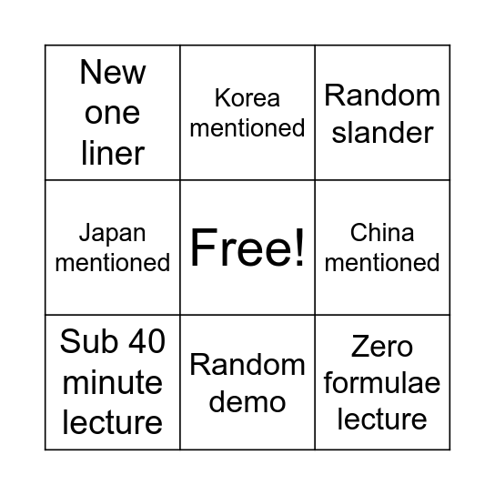 ED Kannan Bingo Card