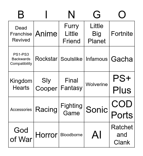 State of Play 09/03/26 Bingo Card