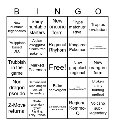 WiWa bingo Card