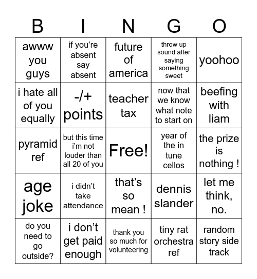 Laurie Bingo Card