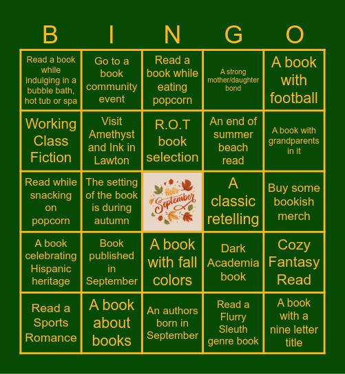 September Book BINGO Card