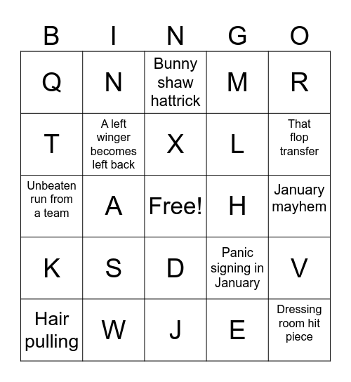 WSL BINGO Card
