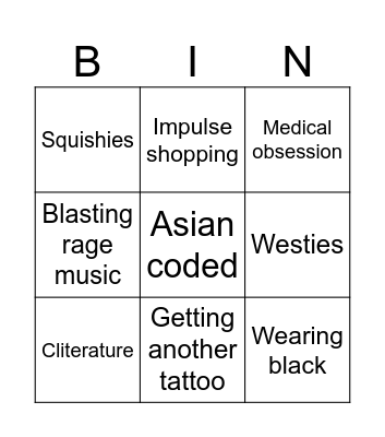 Morgan Bingo Card