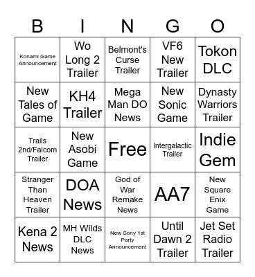 SOP Bingo Card
