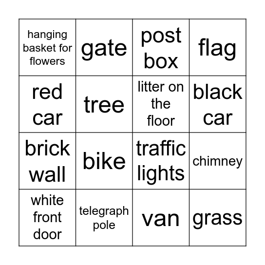 Around town Bingo Card