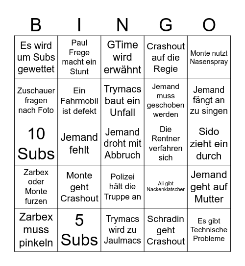 Rentner Tour Tag 01 Bingo Card