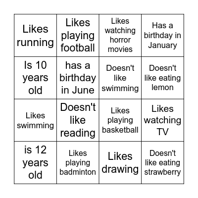 Find someone who...... Bingo Card