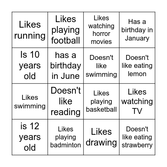 Find someone who...... Bingo Card