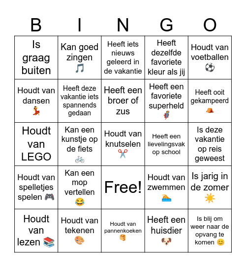 menselijke bingo Card