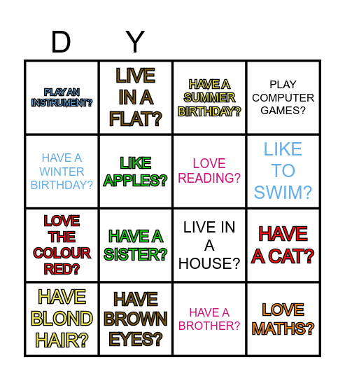 GET TO KNOW BINGO! Bingo Card