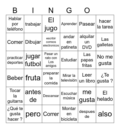 U1L1 vocabulary Bingo Card