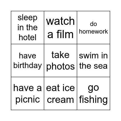 My summer :) Bingo Card