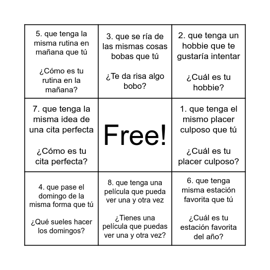 Encuentra a alguien que... Bingo Card