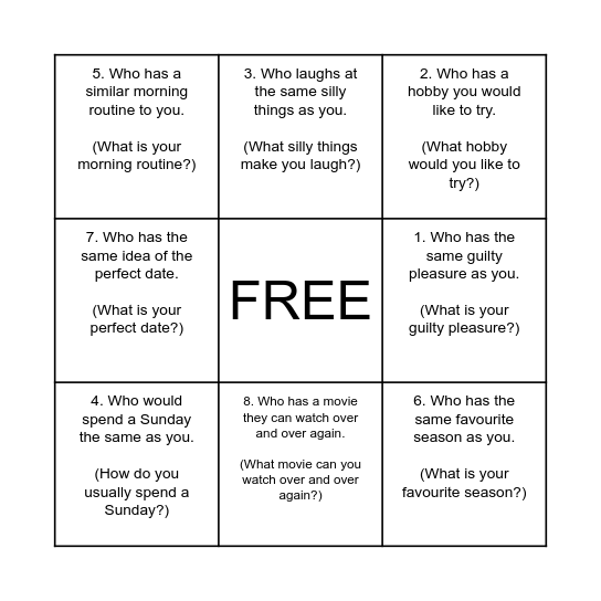 Find someone... Bingo Card