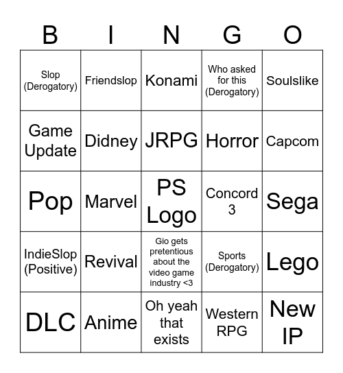 State of play Sep 2026 Bingo Card