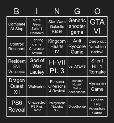STATE OF PLAY SEPT 2026 Bingo Card