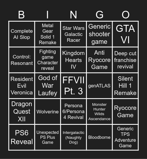 STATE OF PLAY SEPT 2026 Bingo Card