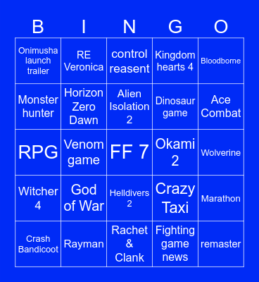 State of play 2026 Bingo Card