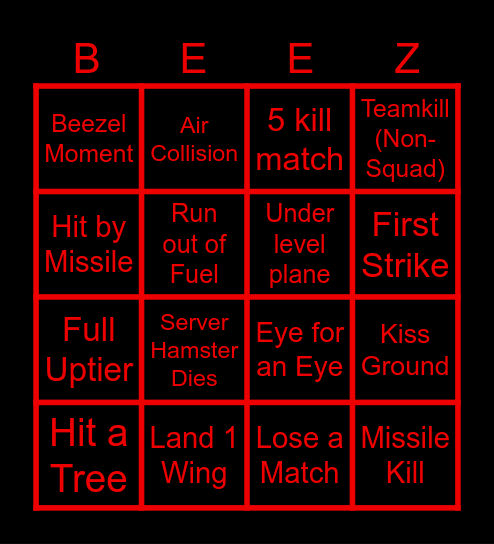 Beezel Air Bingo! Bingo Card