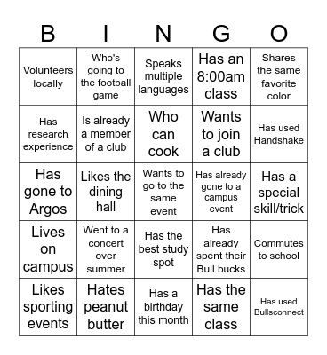 Find Someone Who! Bingo Card