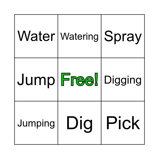 Garden Bingo Card