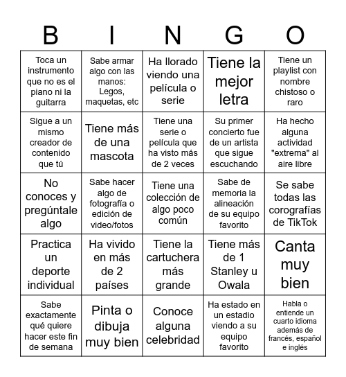 Encuentra alguien que Bingo Card