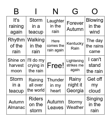 All About Autumn Bingo Card