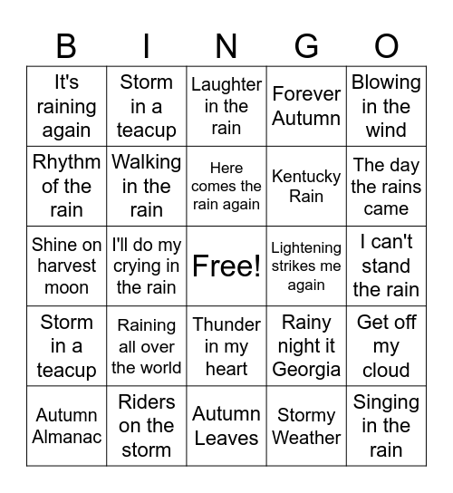 All About Autumn Bingo Card
