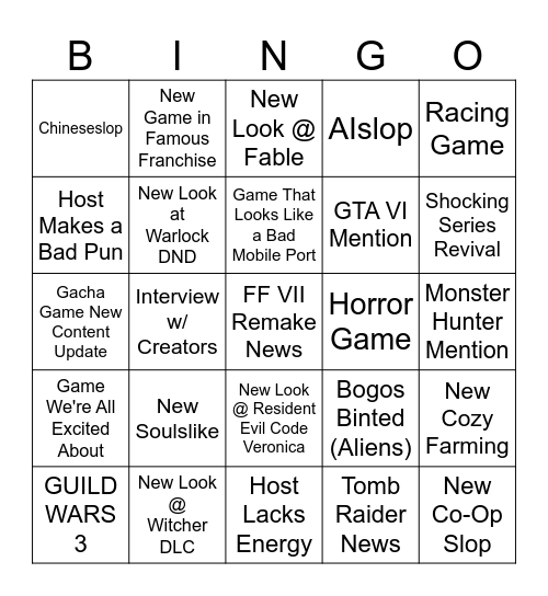 Untitled Bingo Card