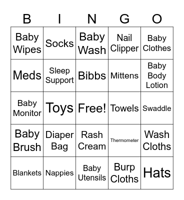Skyla's Baby Shower Bingo Card