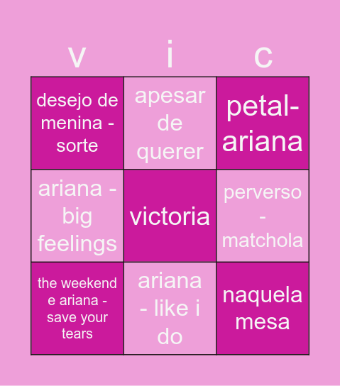 victoringo Bingo Card