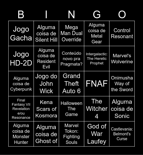 Bingo dos States of Plays - 03/Set Bingo Card