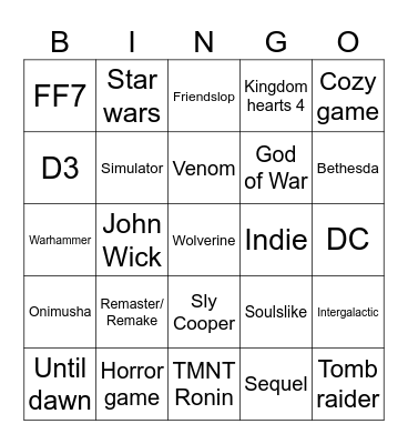 State of Play 2026 Bingo Card