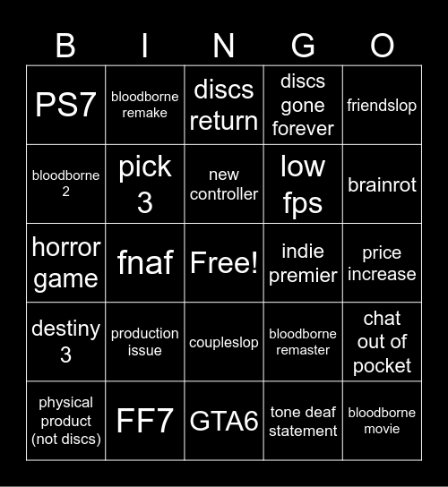 state of play 2026 Bingo Card