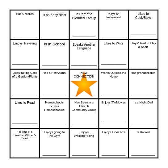 FREEDOM CONNECTION BINGO Card
