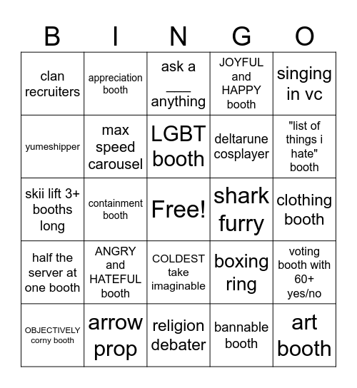 booth game Bingo Card
