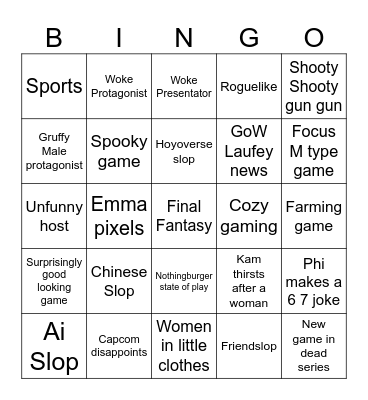 State of Slop Bingo Card