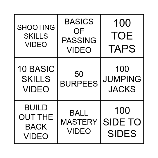 GUARDIANS AT-HOME PRACTICE BINGO Card