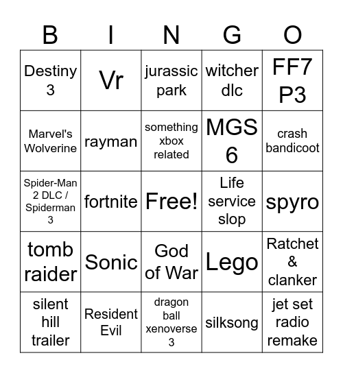 State of Play Sep 2026 Bingo Card